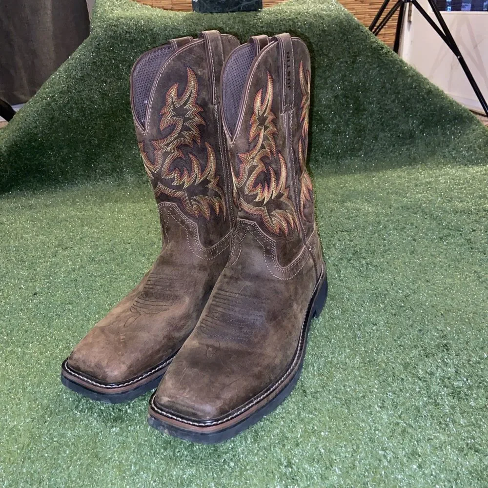 Justin Brown Western Work Boot Men's Size 14D Cowboy Rancher Shoes Style 0923CF